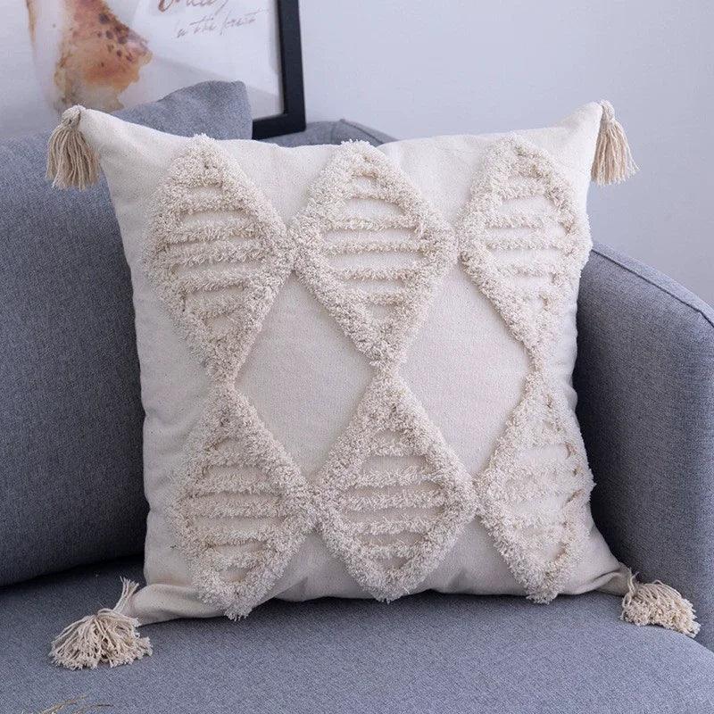 Getufteter Kissenbezug mit Quasten: Moderner Boho - Stil für deine Heimdekoration (45x45 cm) - ApolettaApoletta