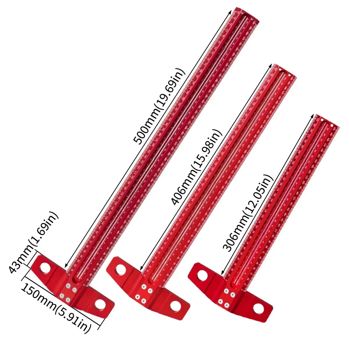Präzisions - T - Lineal aus Aluminiumlegierung: Markierungswerkzeug für Holzbearbeitung - ApolettaApoletta