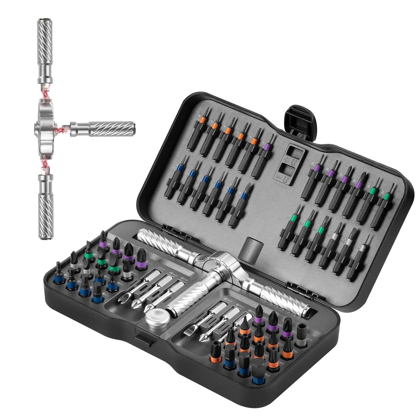66 - in - 1 Ratschen - Schraubendreher - Set: Magnetische Bits & Mini - Werkzeug für PC & Haushalt - ApolettaApoletta