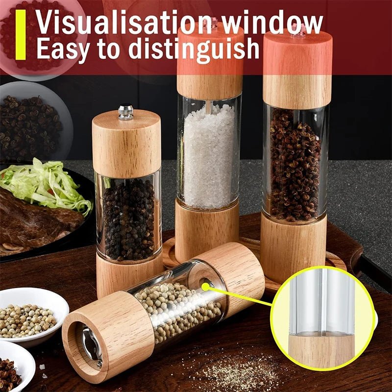 Premium - Salz - & Pfeffermühlen - Set: Holz & Acryl mit verstellbarem Mahlwerk - ApolettaApoletta