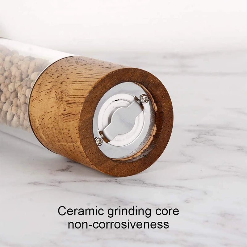 Premium - Salz - & Pfeffermühlen - Set: Holz & Acryl mit verstellbarem Mahlwerk - ApolettaApoletta