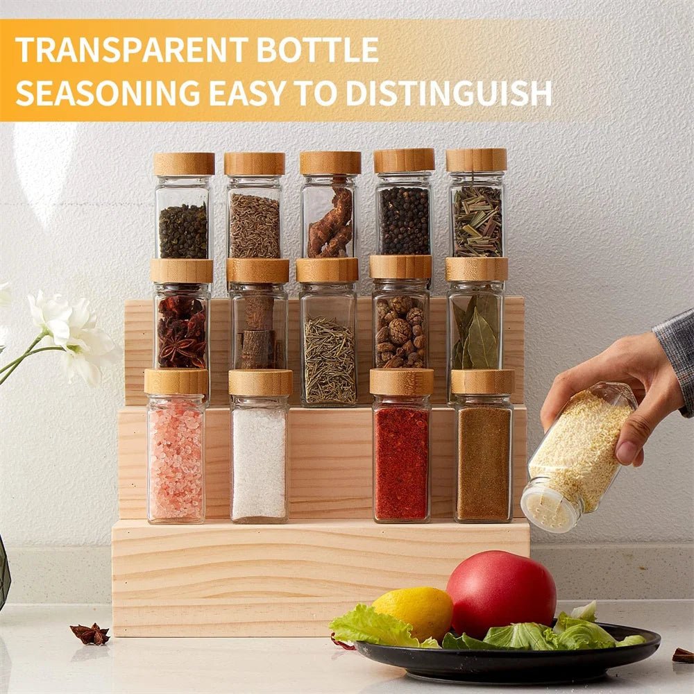 Gewürzdosen aus Glas mit Bambusdeckel: Salz - & Pfefferstreuer für die Küche - ApolettaApoletta