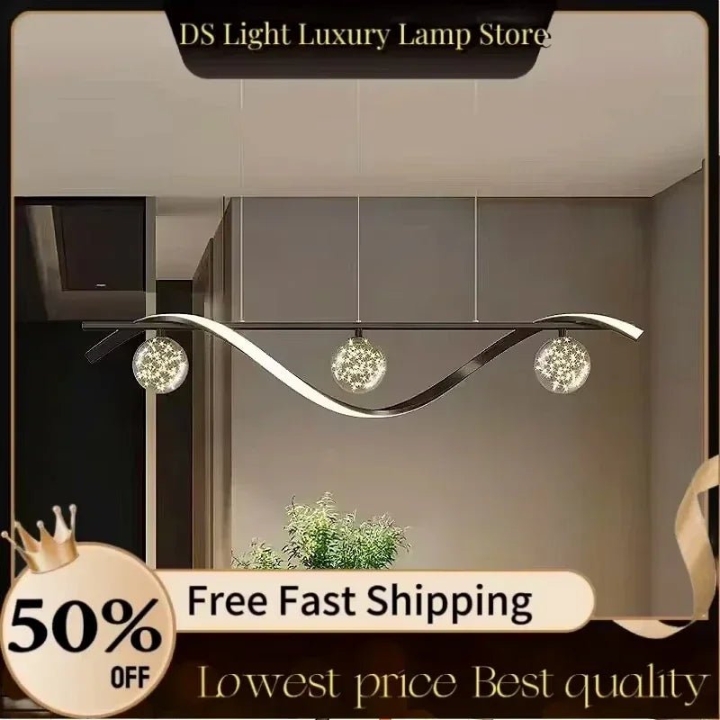 Moderne Glaskugel - Pendelleuchte: Minimalistischer LED - Kronleuchter für Wohn - und Esszimmer - ApolettaApoletta
