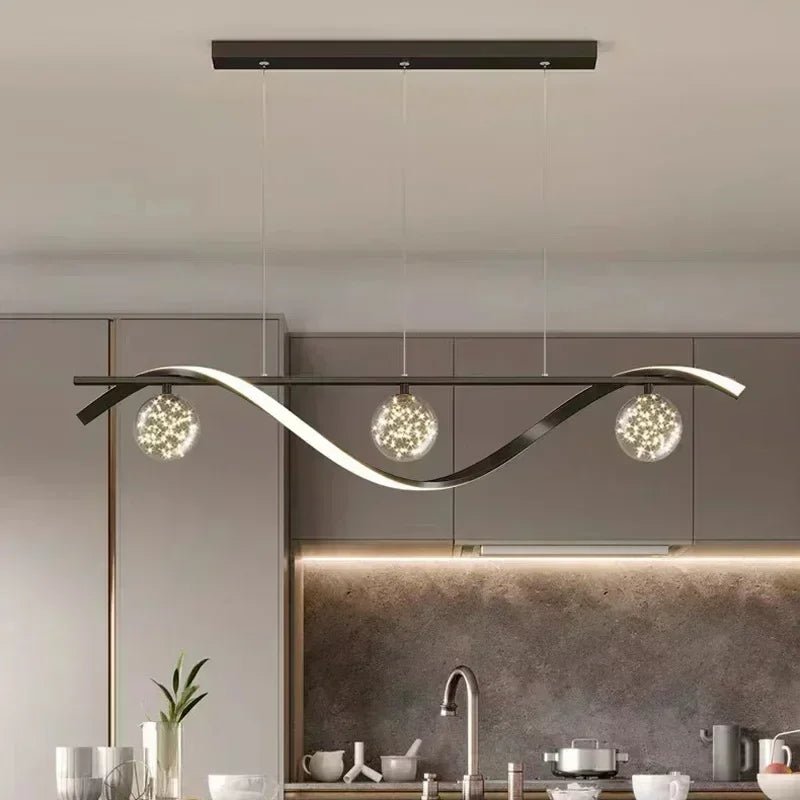 Moderne Glaskugel - Pendelleuchte: Minimalistischer LED - Kronleuchter für Wohn - und Esszimmer - ApolettaApoletta