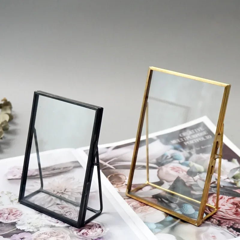 Antiker freistehender Fotorahmen: Transparentes Glas & Gold - Optik für die Heimdekoration - ApolettaApoletta