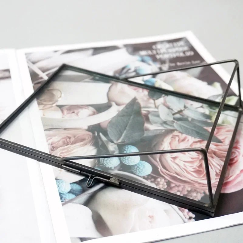 Antiker freistehender Fotorahmen: Transparentes Glas & Gold - Optik für die Heimdekoration - ApolettaApoletta