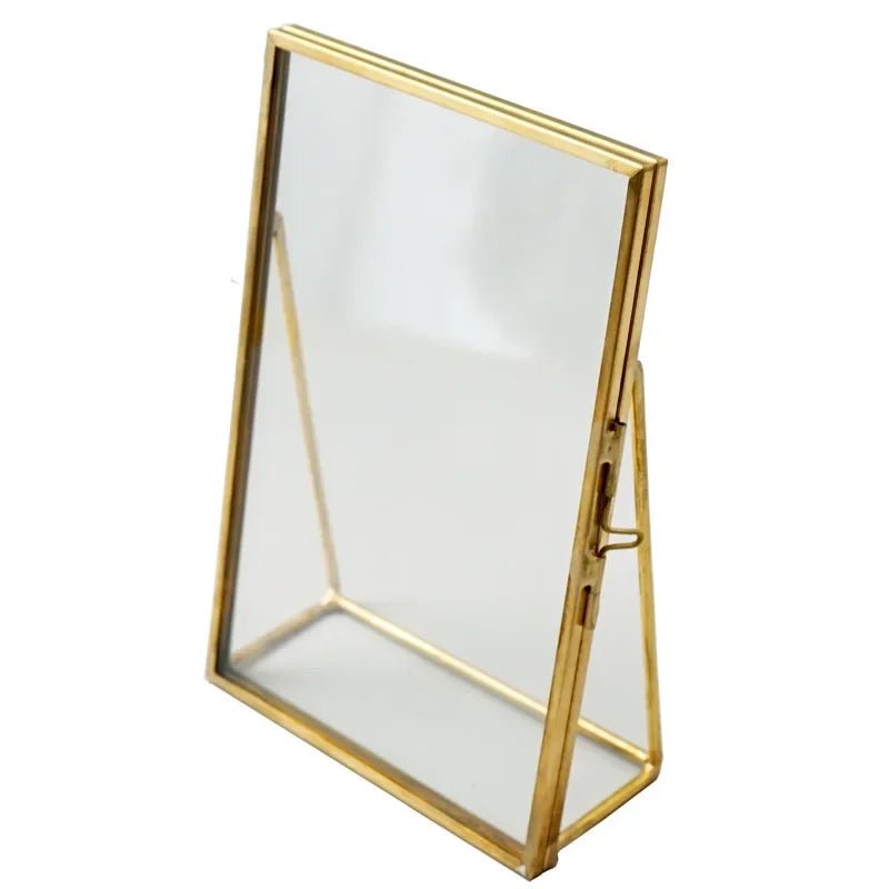 Antiker freistehender Fotorahmen: Transparentes Glas & Gold - Optik für die Heimdekoration - ApolettaApoletta
