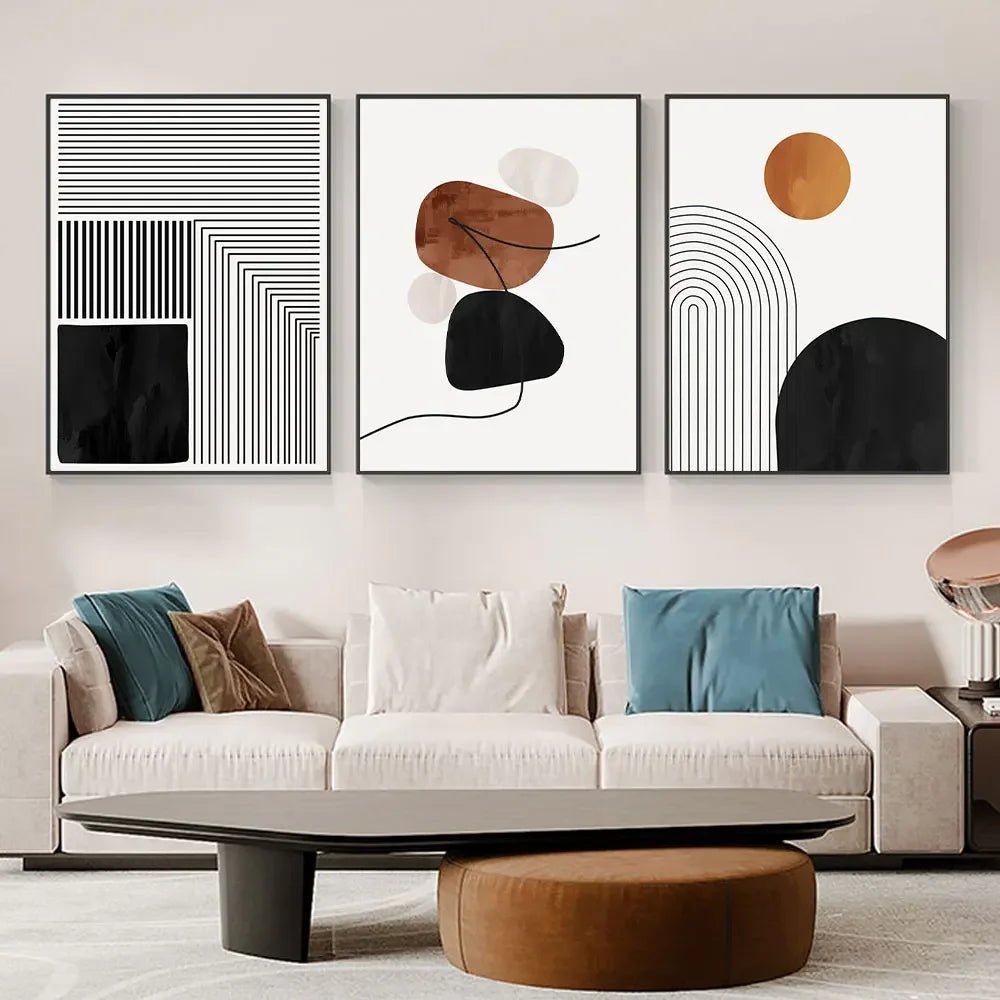 Schwarz - Weiße Linie Kunst: Abstrakte Poster für Wohn - und Schlafzimmer - ApolettaApoletta