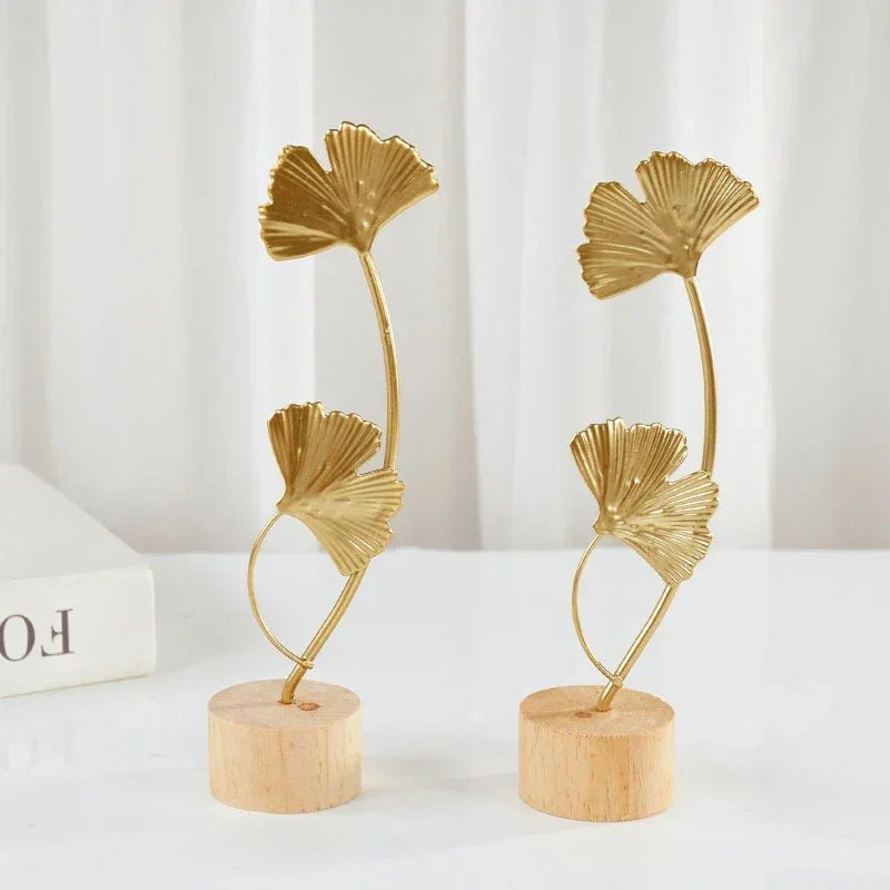 Gold Ginkgo - Blatt - Ornament: Metall - Handwerk für stilvolle Tischdekoration - ApolettaApoletta