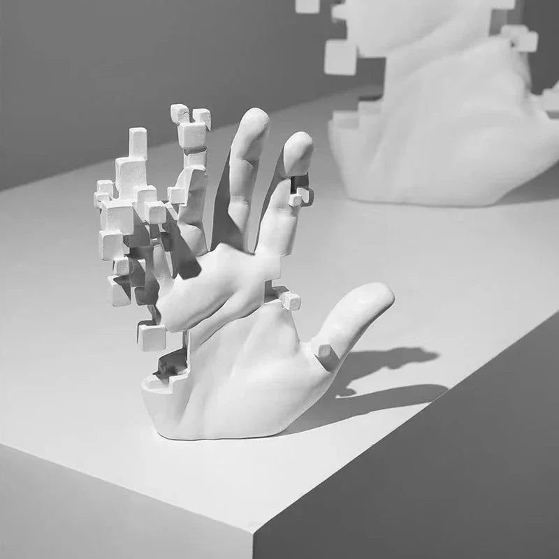 Moderne Mosaik - Skulptur: Abstraktes Hand - Modell aus Harz für Desktop & Büro - ApolettaApoletta