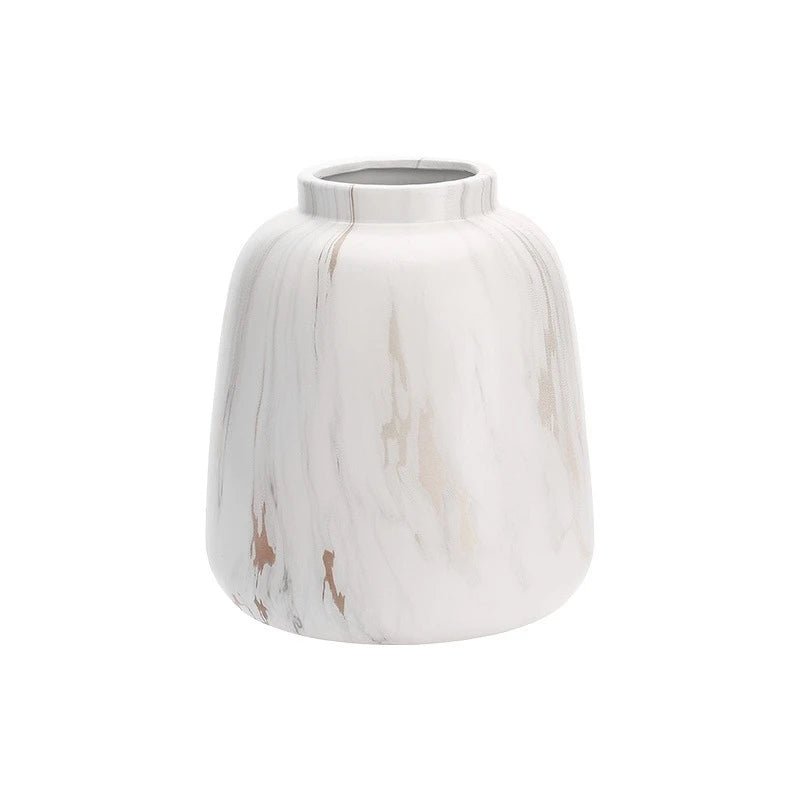 Moderne Weiße Keramikvase mit Marmormuster – Elegante Schreibtisch - Deko - ApolettaApoletta