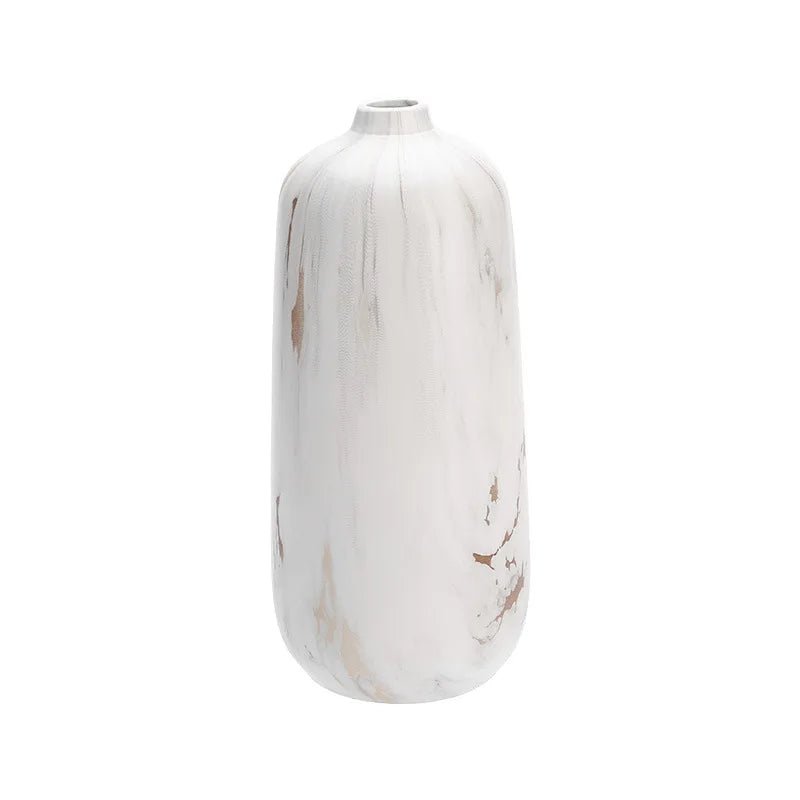 Moderne Weiße Keramikvase mit Marmormuster – Elegante Schreibtisch - Deko - ApolettaApoletta