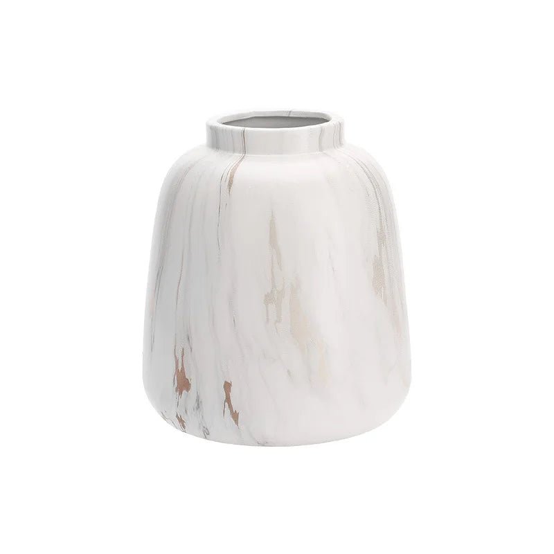 Moderne Weiße Keramikvase mit Marmormuster – Elegante Schreibtisch - Deko - ApolettaApoletta