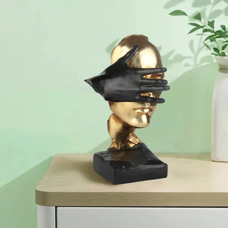 Statue „Silence is Gold“: Abstrakte Harz - Skulptur für Büro und Wohnzimmer - ApolettaApoletta
