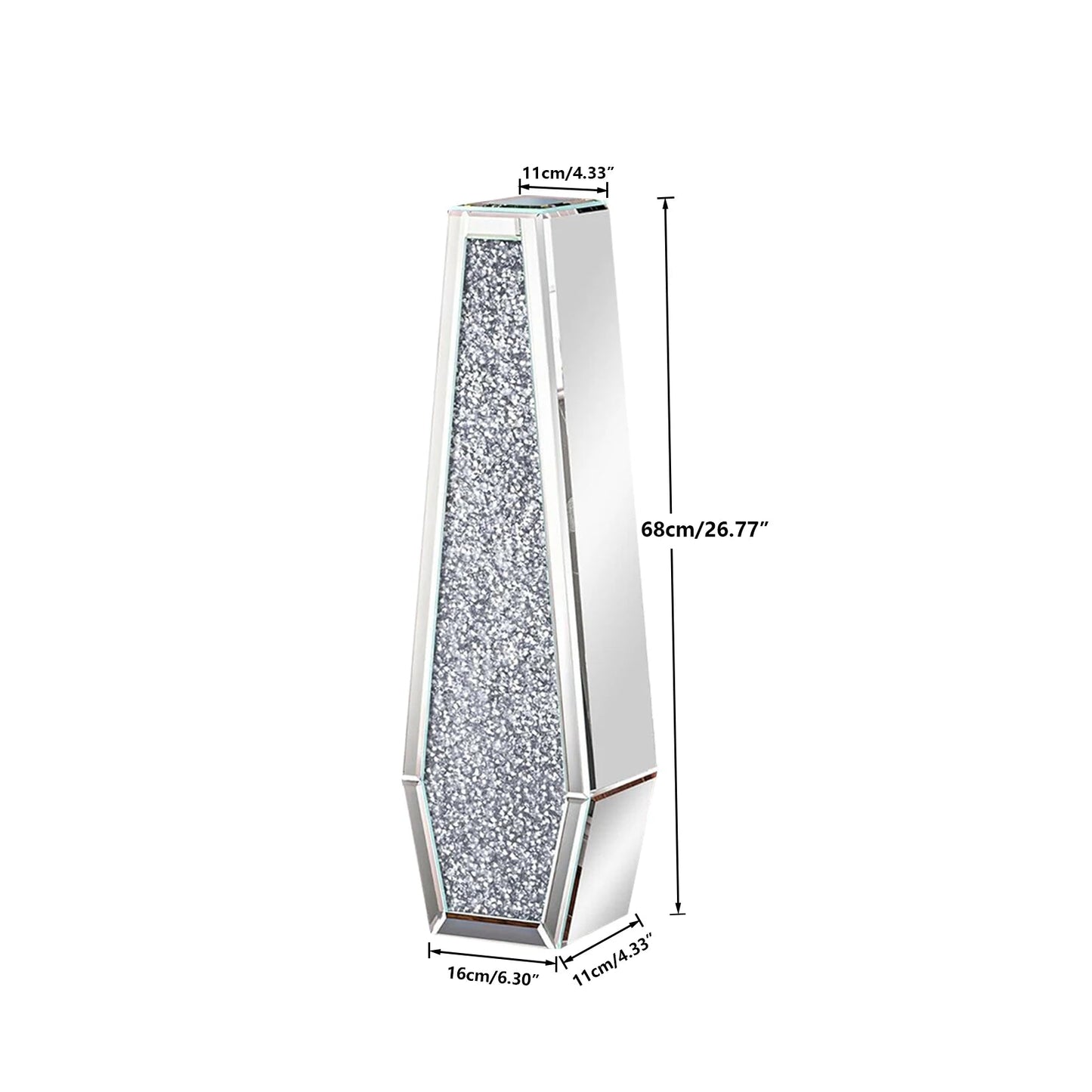 Verspiegelte Bodenvase: 2 Formen, Diamant - Effekt & 68 cm Höhe für Blumen & Pampasgras - ApolettaApoletta