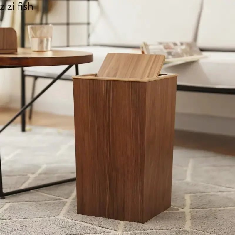 Großer Holz - Mülleimer mit quadratischer Form - ApolettaApoletta