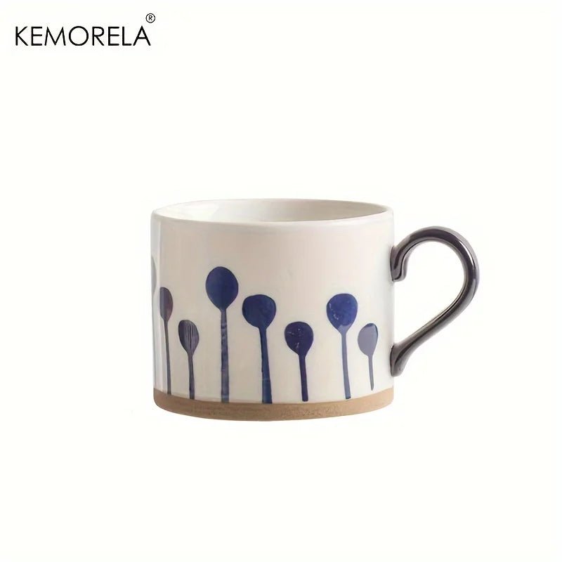 450 ml Nordischer Keramik - Becher: Retro - Stil & großer Griff für Kaffee, Milch und Frühstück - ApolettaApoletta