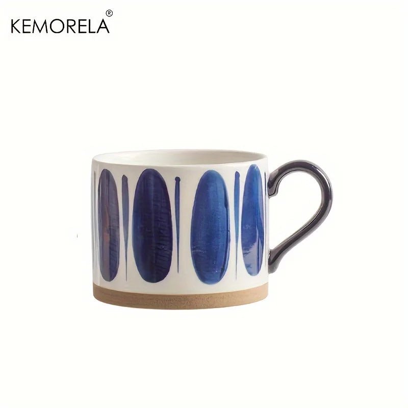 450 ml Nordischer Keramik - Becher: Retro - Stil & großer Griff für Kaffee, Milch und Frühstück - ApolettaApoletta