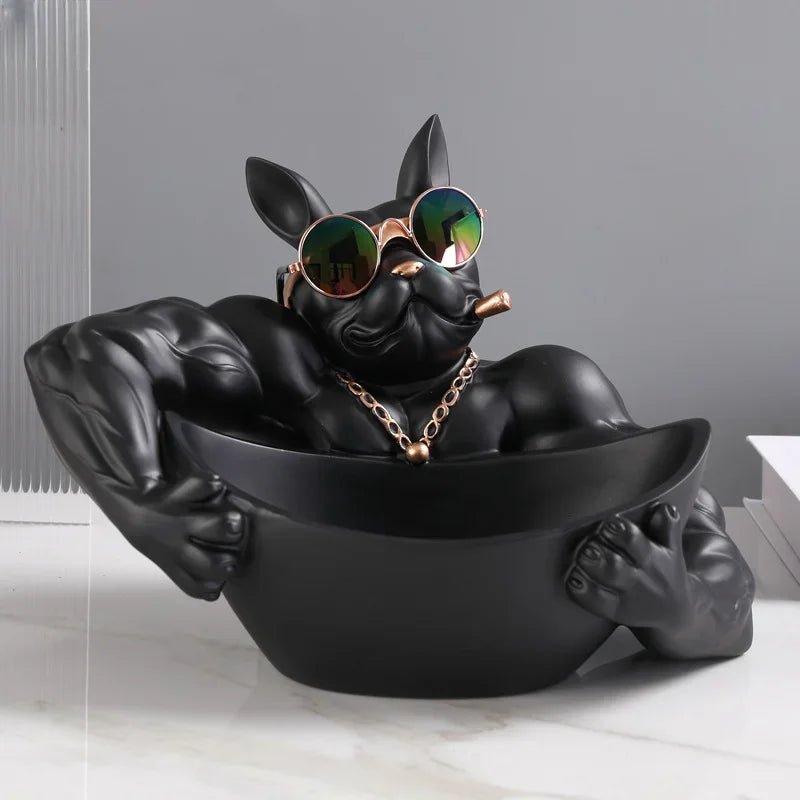 Hundefigur „Cooler Hund“: Tier - Statue mit Aufbewahrungsbox – Harz - Skulptur & Deko - ApolettaApoletta