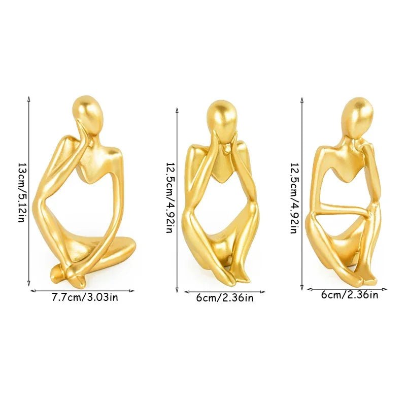 Harz - Denker - Statue: Goldene Skulptur für Wohnzimmer, TV - Schrank und Büro - ApolettaApoletta