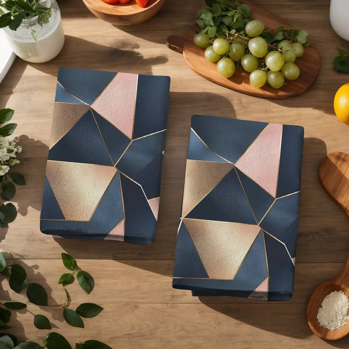 2er - Set Küchentücher: Weich, Saugfähig & Stilvoll mit geometrischem Muster - ApolettaApoletta