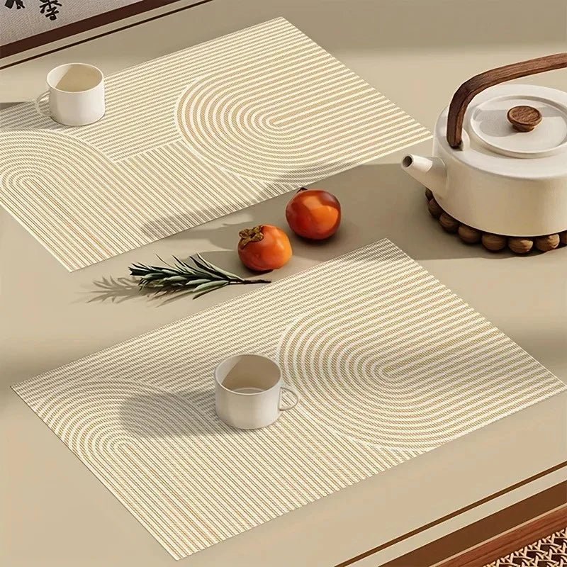 4er - Set Tischsets: Geometrie - Muster in Gold & Gelb – Rutschfest & Isoliert - ApolettaApoletta