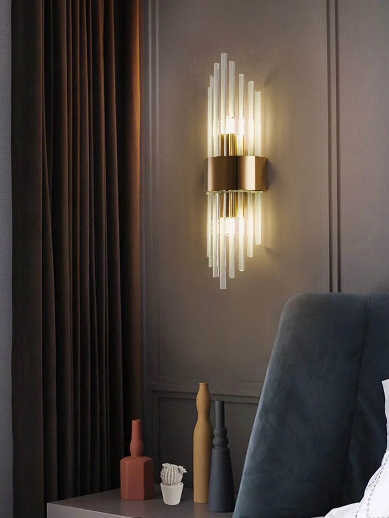 Goldene/schwarze Kristall - Wandleuchte: Edelstahl - Lampe für Wohn - & Schlafzimmer - ApolettaApoletta