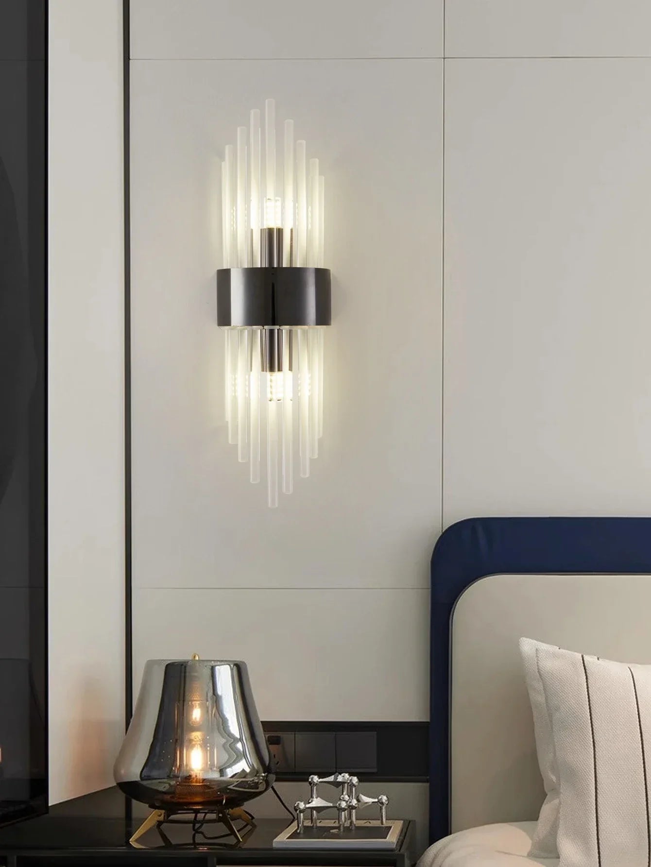 Goldene/schwarze Kristall - Wandleuchte: Edelstahl - Lampe für Wohn - & Schlafzimmer - ApolettaApoletta