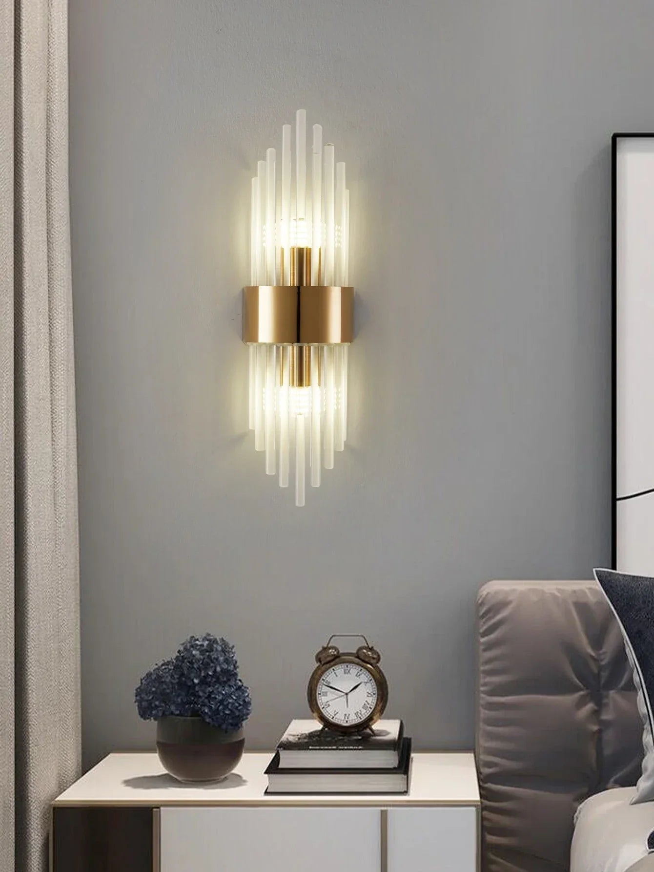 Goldene/schwarze Kristall - Wandleuchte: Edelstahl - Lampe für Wohn - & Schlafzimmer - ApolettaApoletta