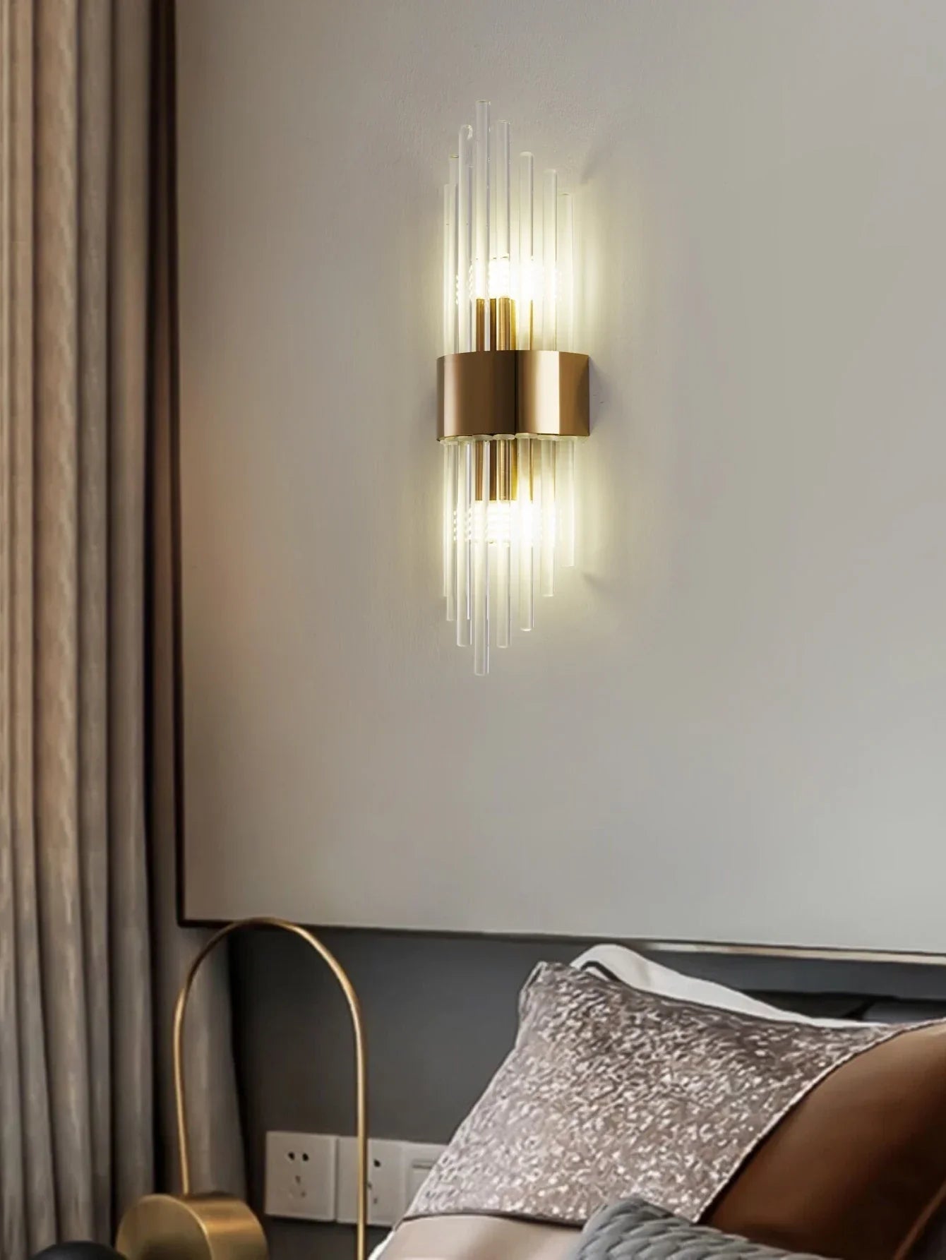 Goldene/schwarze Kristall - Wandleuchte: Edelstahl - Lampe für Wohn - & Schlafzimmer - ApolettaApoletta