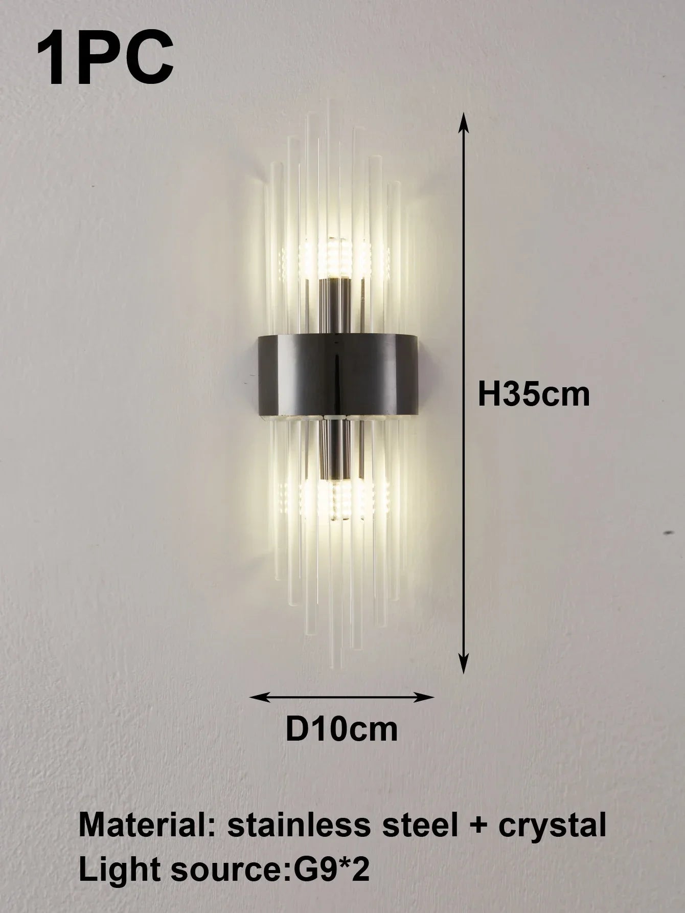 Goldene/schwarze Kristall - Wandleuchte: Edelstahl - Lampe für Wohn - & Schlafzimmer - ApolettaApoletta