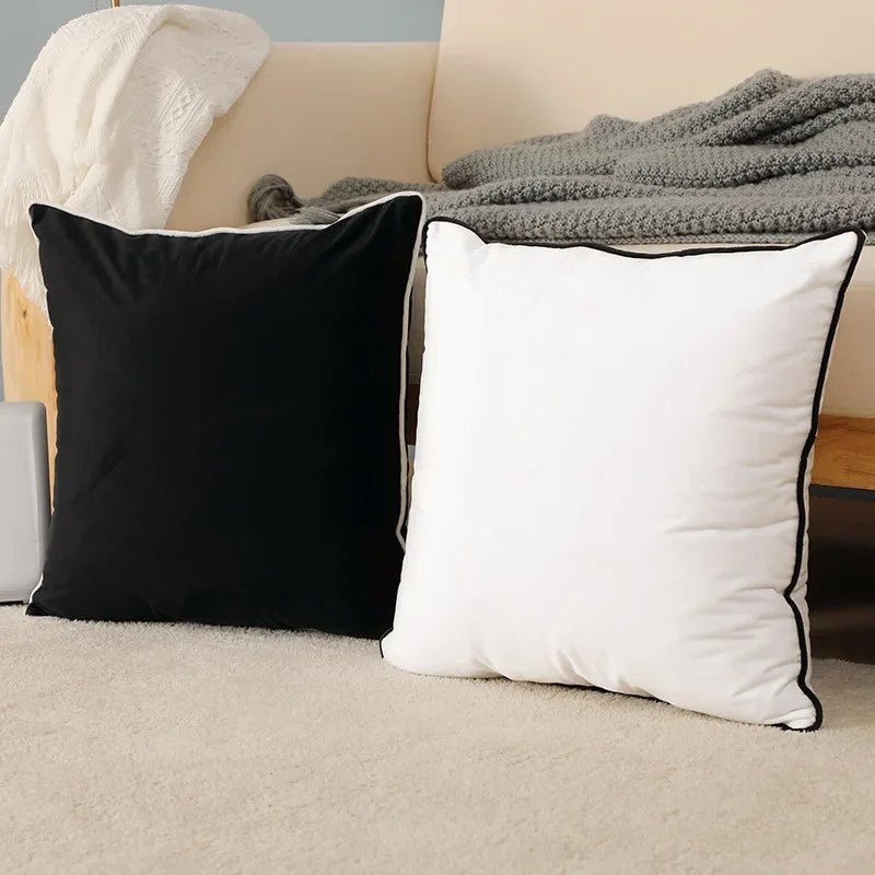 Schwarzer & Weißer Samt - Kissenbezug: Luxuriöse High - End - Dekoration für Sofa & Kopfteil - ApolettaApoletta