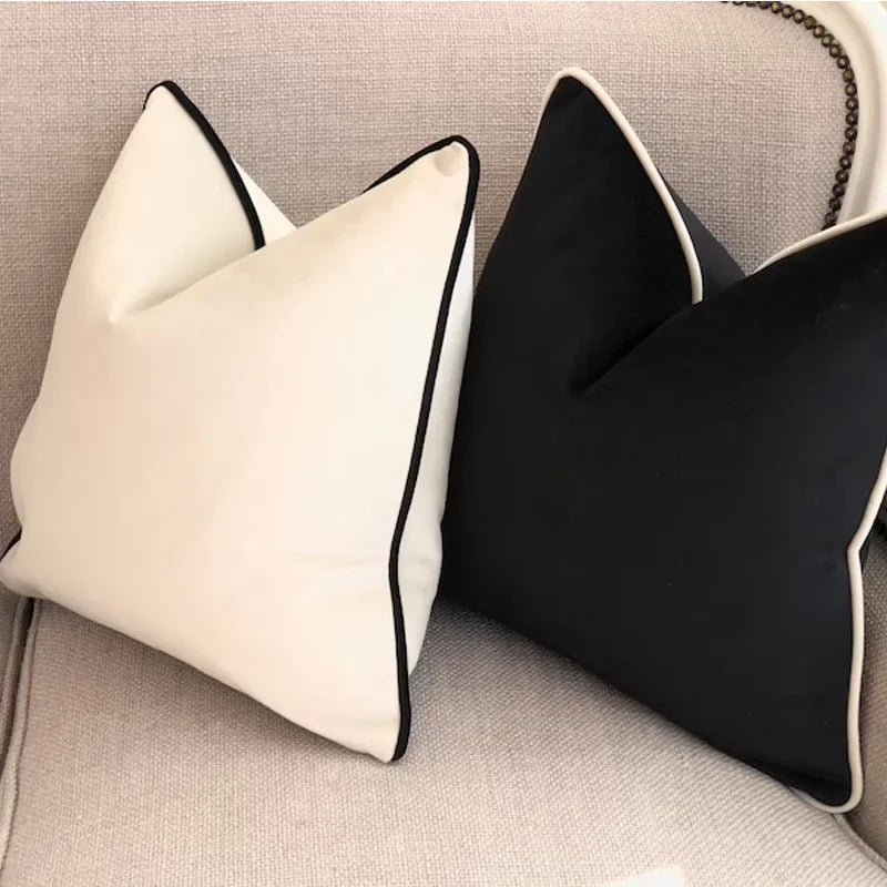 Schwarzer & Weißer Samt - Kissenbezug: Luxuriöse High - End - Dekoration für Sofa & Kopfteil - ApolettaApoletta