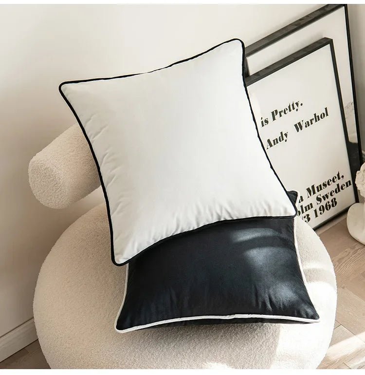 Schwarzer & Weißer Samt - Kissenbezug: Luxuriöse High - End - Dekoration für Sofa & Kopfteil - ApolettaApoletta