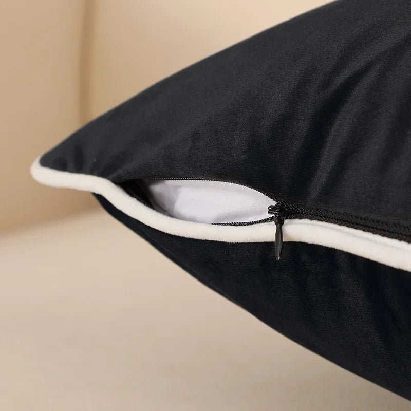 Schwarzer & Weißer Samt - Kissenbezug: Luxuriöse High - End - Dekoration für Sofa & Kopfteil - ApolettaApoletta