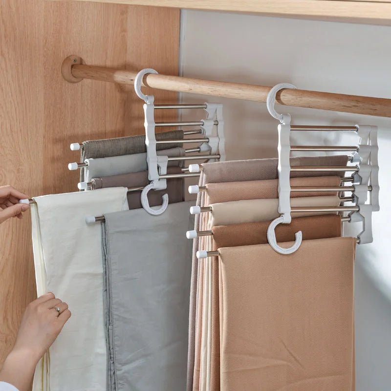 5 - in - 1 Magischer Hosenständer: Faltbar, Edelstahl & Krawatten - Organizer - ApolettaApoletta
