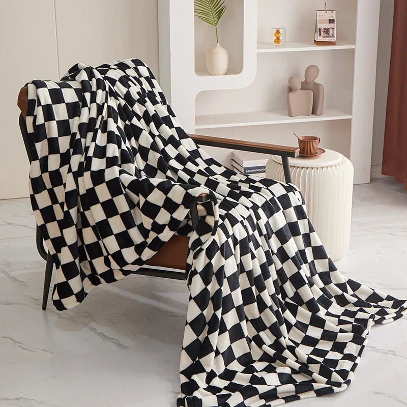 Schachbrett - Decke: Klassischer Plaid - Überwurf für Sofa, Büro & Sommer - ApolettaApoletta