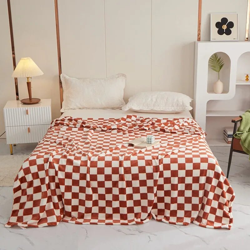 Schachbrett - Decke: Klassischer Plaid - Überwurf für Sofa, Büro & Sommer - ApolettaApoletta