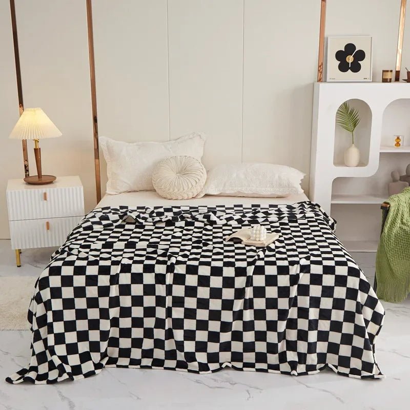 Schachbrett - Decke: Klassischer Plaid - Überwurf für Sofa, Büro & Sommer - ApolettaApoletta
