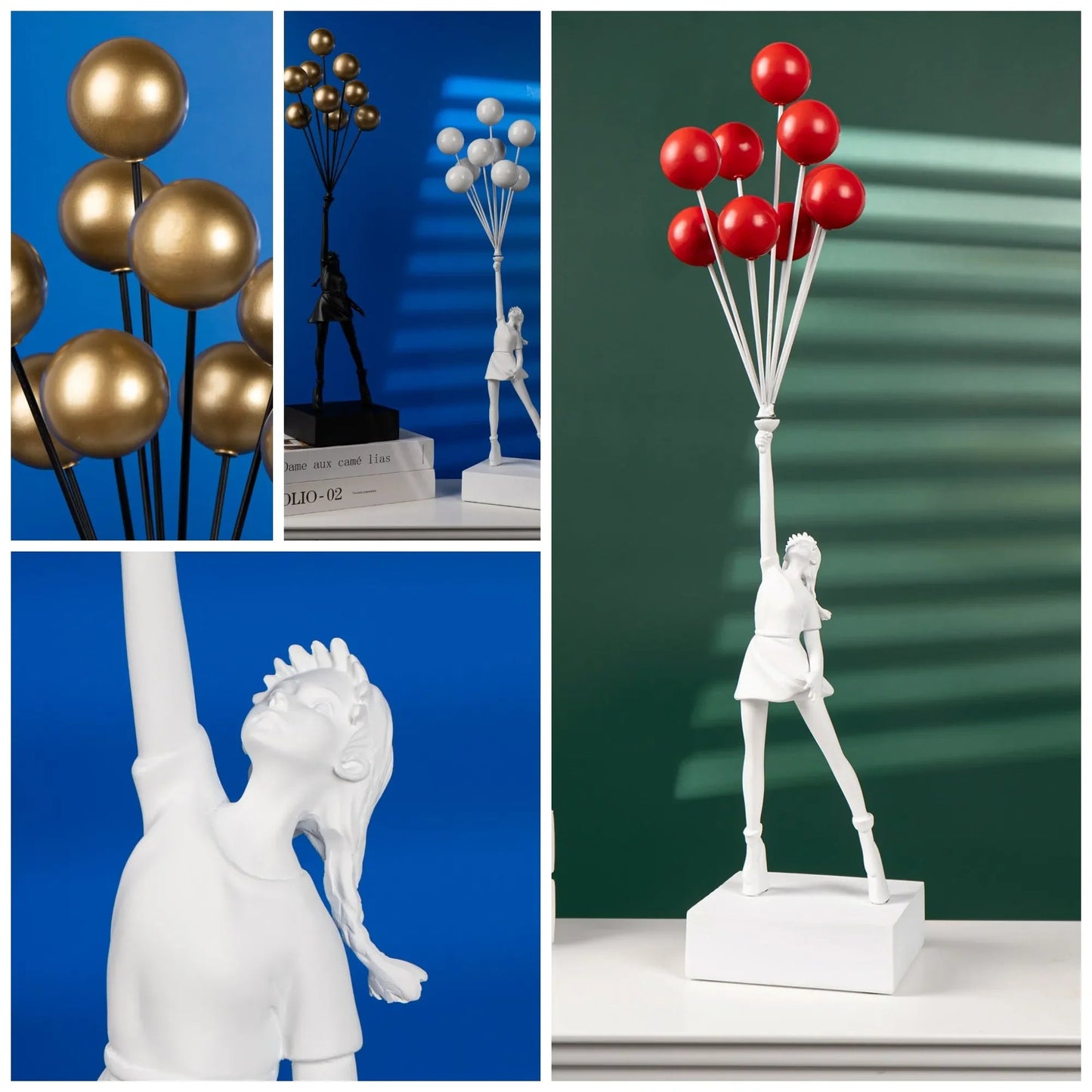 Kunst - Skulptur „Fliegendes Ballon - Mädchen“: Banksy - Stil aus Harz für Zuhause - ApolettaApoletta