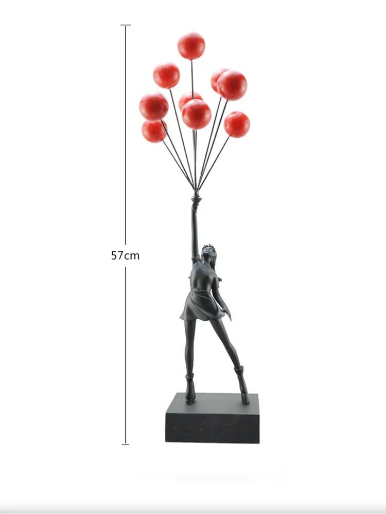 Kunst - Skulptur „Fliegendes Ballon - Mädchen“: Banksy - Stil aus Harz für Zuhause - ApolettaApoletta