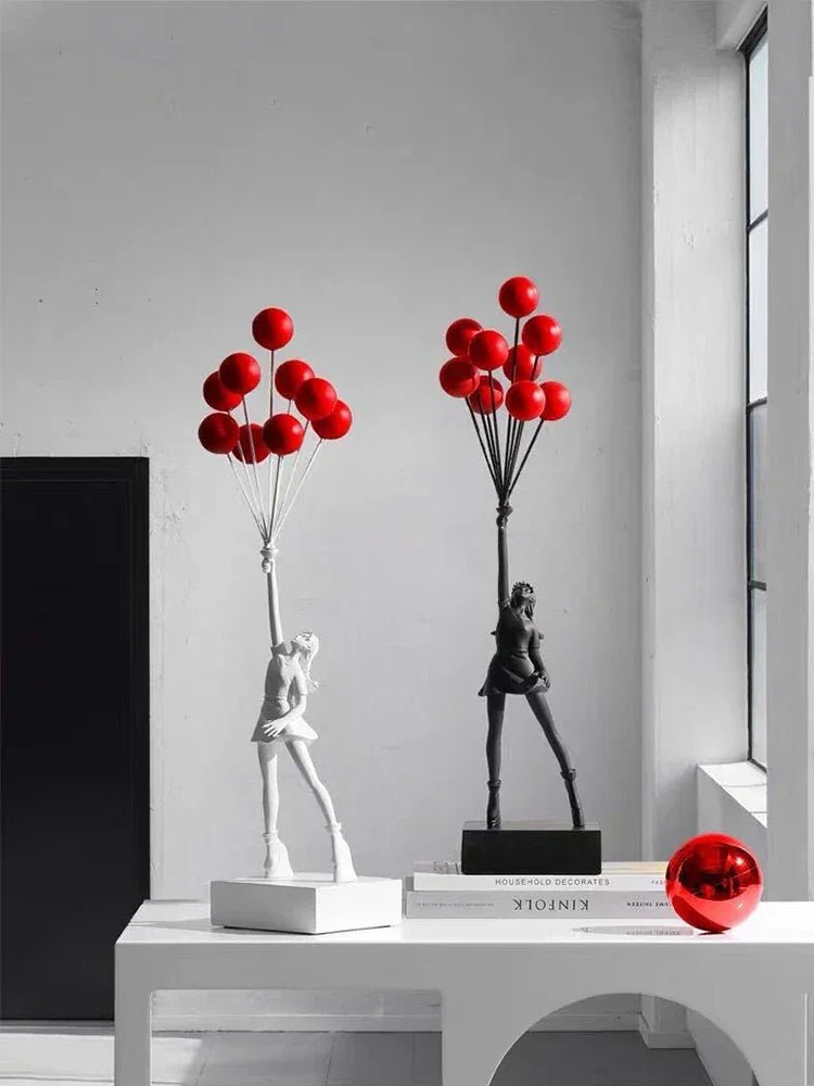 Kunst - Skulptur „Fliegendes Ballon - Mädchen“: Banksy - Stil aus Harz für Zuhause - ApolettaApoletta