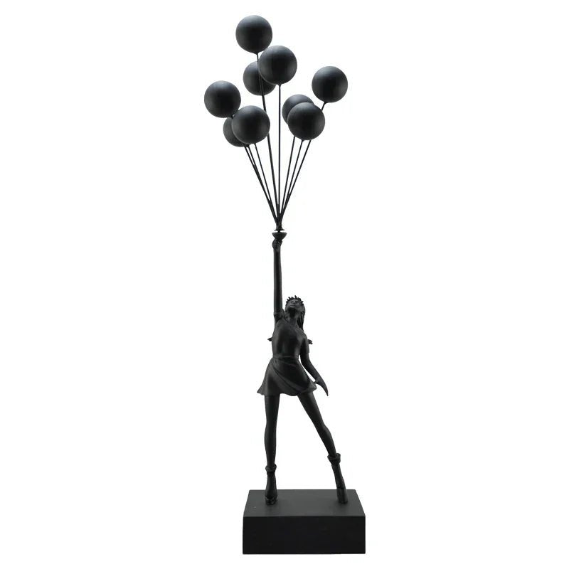 Kunst - Skulptur „Fliegendes Ballon - Mädchen“: Banksy - Stil aus Harz für Zuhause - ApolettaApoletta
