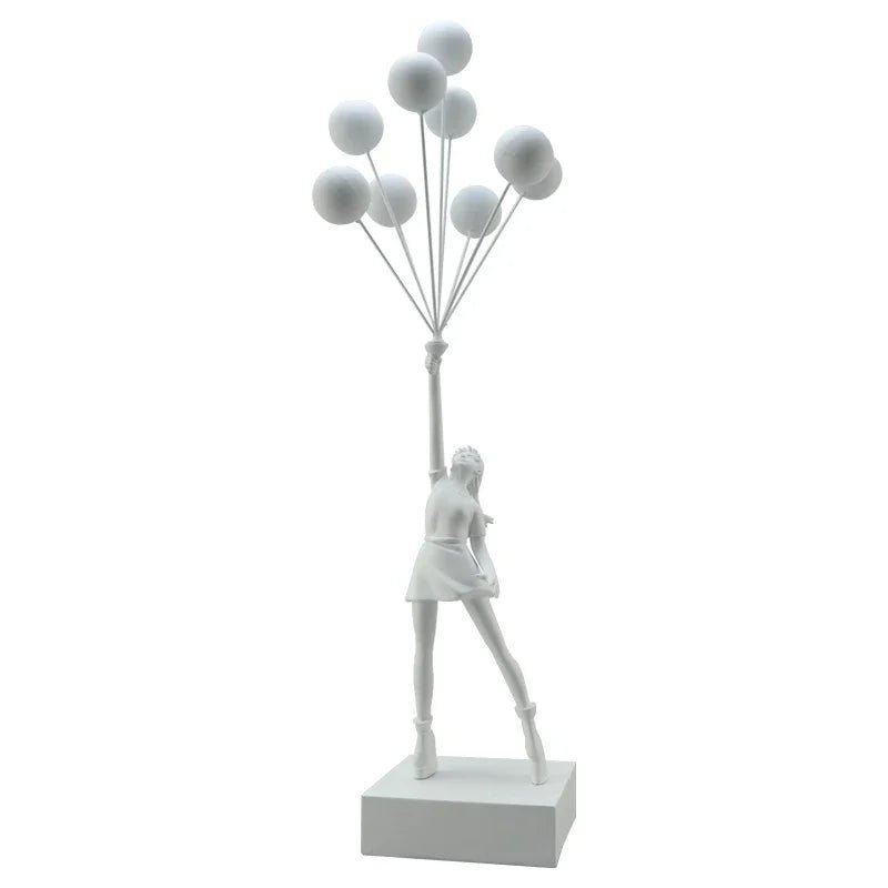 Kunst - Skulptur „Fliegendes Ballon - Mädchen“: Banksy - Stil aus Harz für Zuhause - ApolettaApoletta