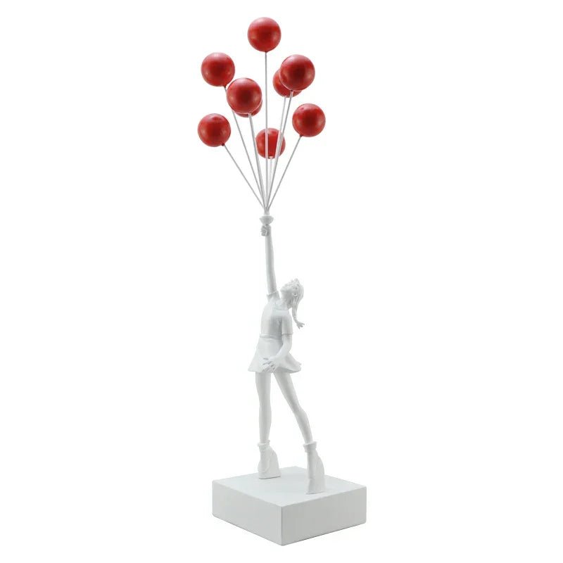Kunst - Skulptur „Fliegendes Ballon - Mädchen“: Banksy - Stil aus Harz für Zuhause - ApolettaApoletta