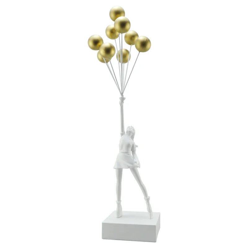 Kunst - Skulptur „Fliegendes Ballon - Mädchen“: Banksy - Stil aus Harz für Zuhause - ApolettaApoletta