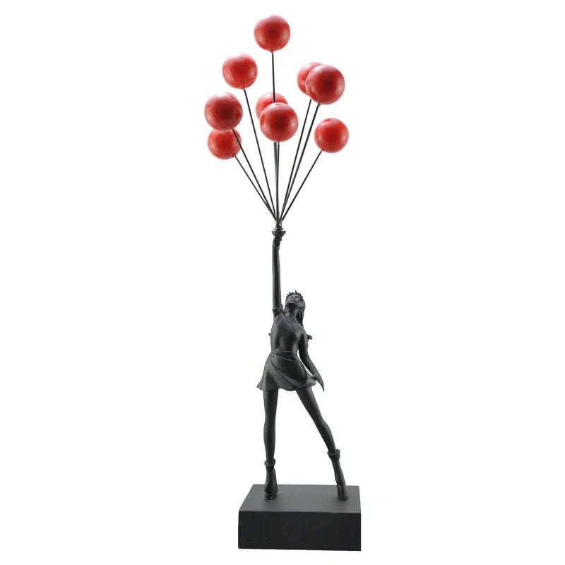 Kunst - Skulptur „Fliegendes Ballon - Mädchen“: Banksy - Stil aus Harz für Zuhause - ApolettaApoletta