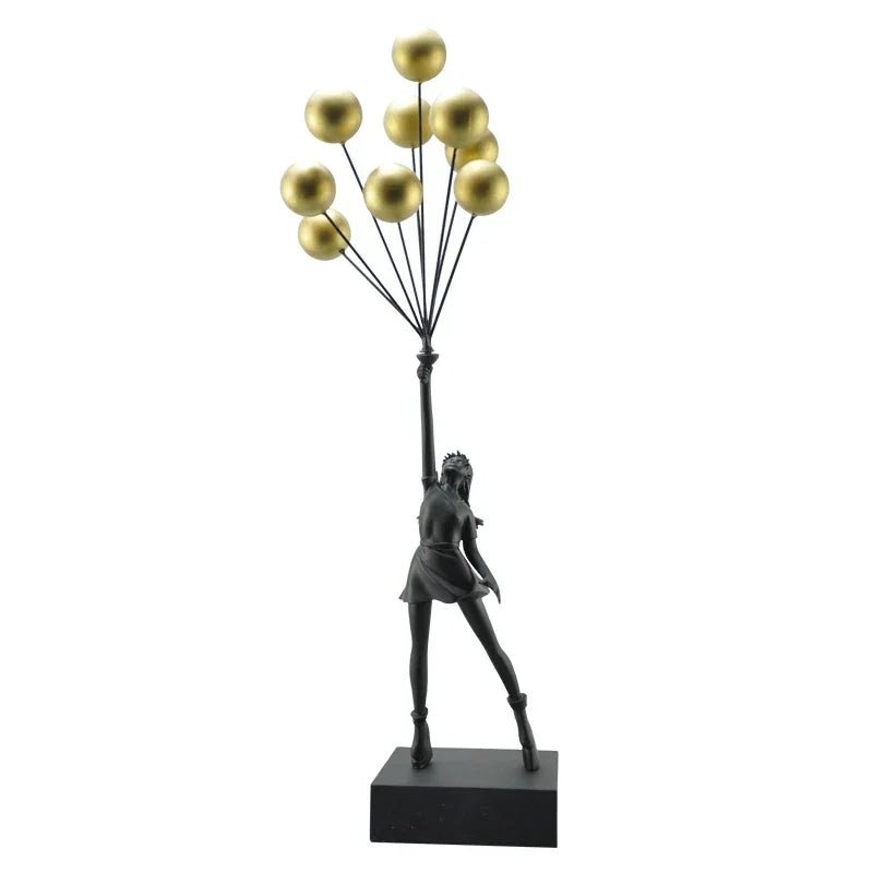Kunst - Skulptur „Fliegendes Ballon - Mädchen“: Banksy - Stil aus Harz für Zuhause - ApolettaApoletta