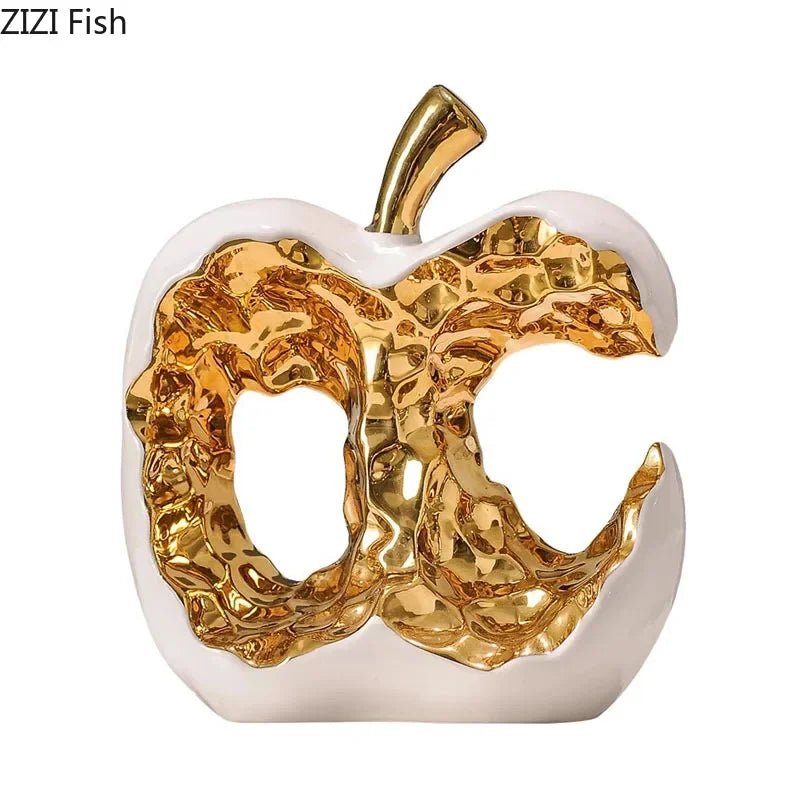 Goldener Apfel - Keramik: Aushöhlte Skulptur & kreative Deko für den Schreibtisch - ApolettaApoletta