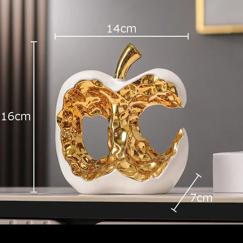 Goldener Apfel - Keramik: Aushöhlte Skulptur & kreative Deko für den Schreibtisch - ApolettaApoletta